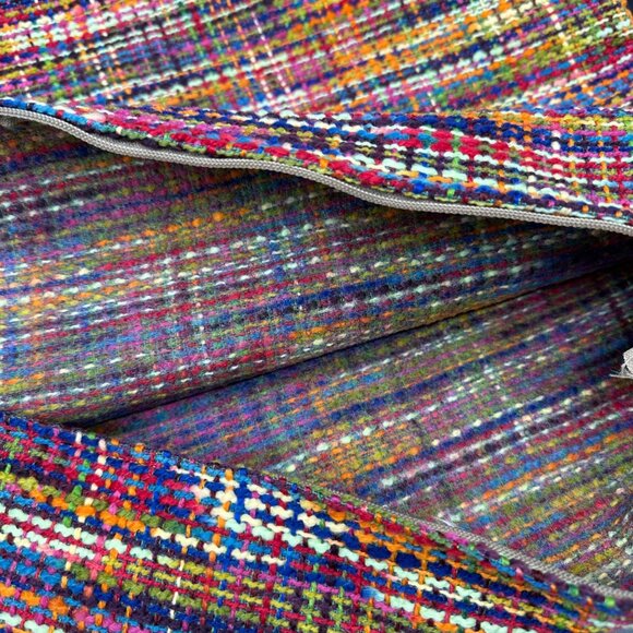 Woven Rainbow Throw Pillow Cover Colorful Decorative Square Zipper Home Accent - Picture 5 of 8